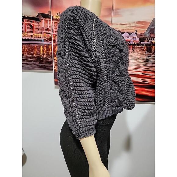 Rebecca Taylor Women's XS sweater knit gray wrap with chain details #1 - Picture 3 of 9